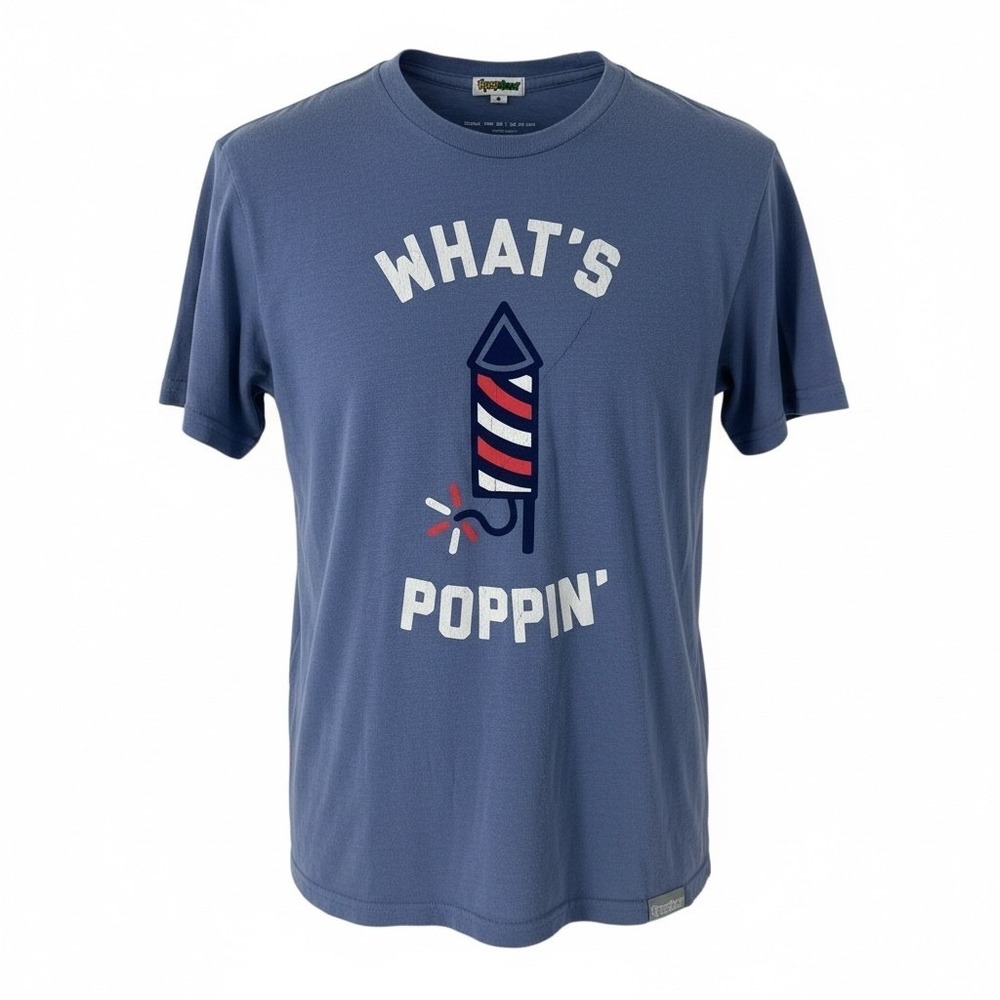 Tipsy Elves Mens Whats Poppin Firework Graphic T-Shirt Heather Blue XL